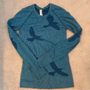 Oiselle Flyte Seamless Long Sleeve Tee in Ocean Blue NWT Small